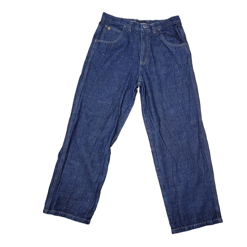 Vintage Reverb Mens 34x32 Blue Denim Jeans Baggy Y2K Skater Grunge Dark‎ Wash